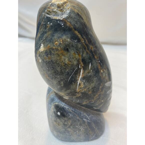 Large Native Chippewa Carved Stone Owl Sculpture By Chuck Poupart - Picture 14 of 15